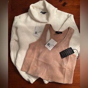 Forever 21 Bundle NWT - Turtleneck Crop Sweater (S) and Waffle Knit Tank Top (M)